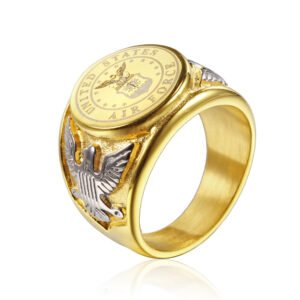 US Army Badge Soldier Ring Titanium Steel Men’s Ring US Army Eagle Logo Personality Pull Finger – 6style, 10