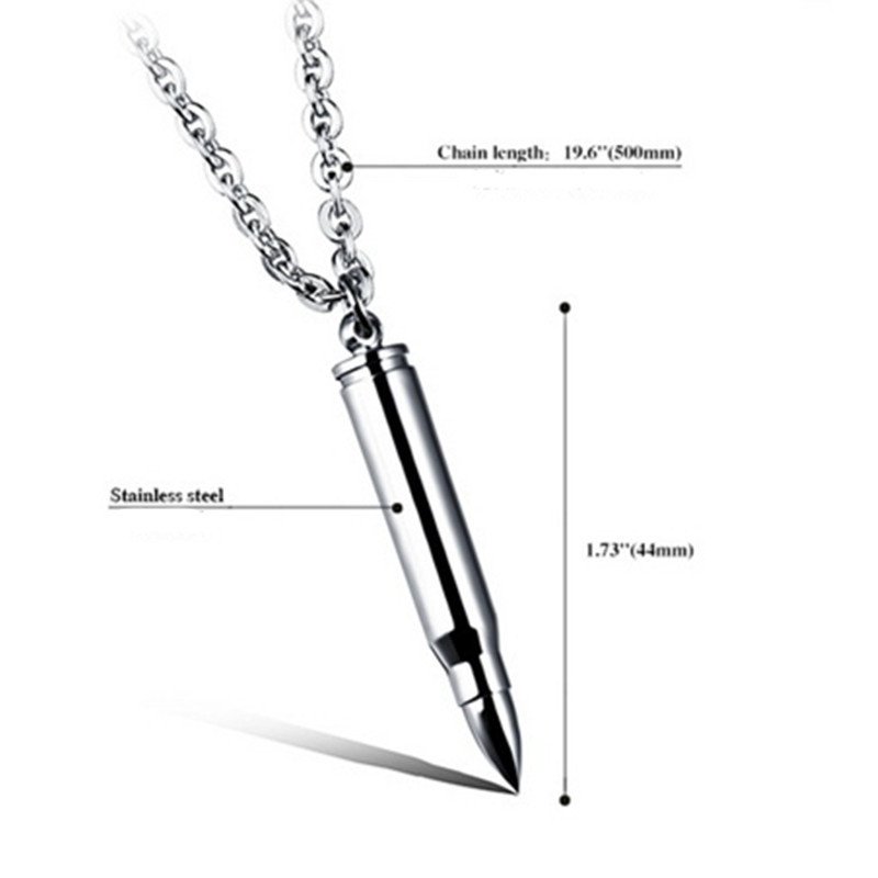 Personalized Hip Hop Bullet Stainless Steel Pendant Necklace - Image 8