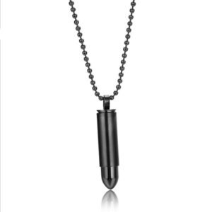 Bullet titanium steel necklace – Black2, No necklace