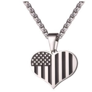316L stainless steel military flag necklace – Steel color, C