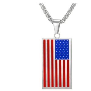 316L stainless steel military flag necklace – Steel color, A