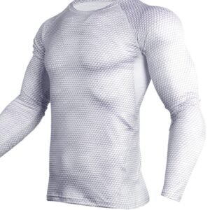 Compression Shirt Men Gym Running Shirt Quick Dry Breathable Fitness Sport Shirt Sportswear Training Sport Tight Rashguard Male – S~white