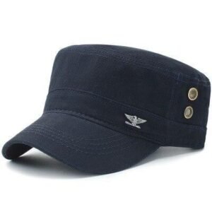 Baseball cap cap summer outdoor sun hat leisure all-match flat cap military cap – Navy Blue