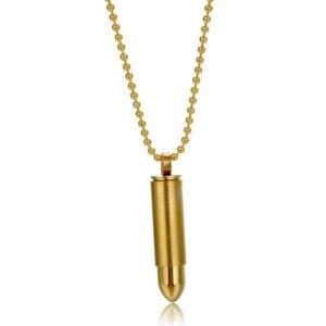 Bullet titanium steel necklace – Gold2, With necklace