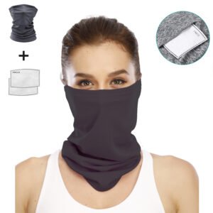 Riding mask riding mask magic scarf sports mask ice silk mask fishing sunscreen mesh mask – Black