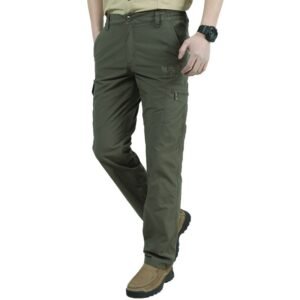 Tactical trousers men’s outdoor training pants casual pants army fan training multi-bag – Army Green, XL