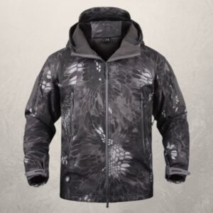 Windproof And Waterproof Multifunctional Jacket – Black python, XXL
