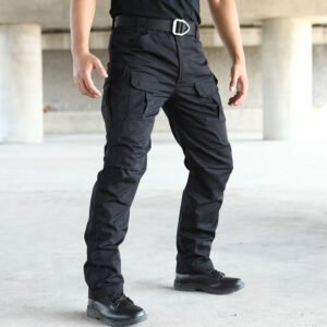 Outdoor Trousers Waterproof And Windproof Multi-pocket Loose Camouflage Trousers – Black, M