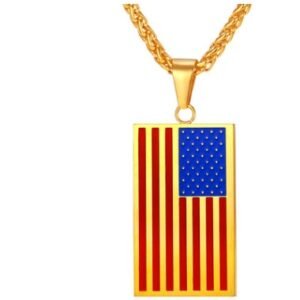 316L stainless steel military flag necklace – Gold, A