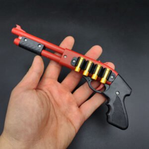 Mini Spray 8 Continuous Hair Plastic Alloy Rubber Band Gun – Full Plastic Version Red, Gun 1000 Rubber Band 8 Target