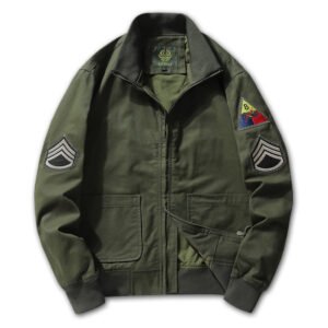 Retro Work Jacket MA1 Air Force Bomber Jacket Military Baseball Uniform – Green, L