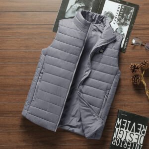 Heated Vest Smart Electric Heating Jacket Men Women Waistcoat Winter – Grey, 5XL