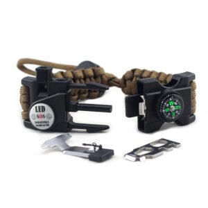 Parachute Cord Braided Adjustable Survival Bracelet – Brown