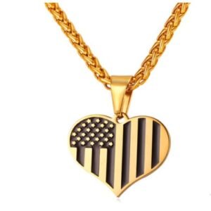 316L stainless steel military flag necklace – Gold, C