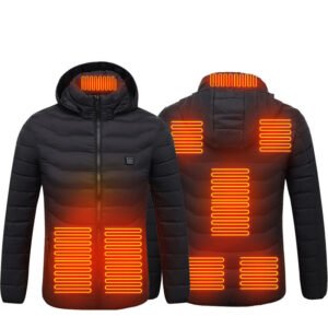 New Heated Jacket Coat USB Electric Jacket Cotton Heater Thermal Clothing Heating Vest – Black Zone8, 6XL