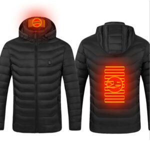 New Heated Jacket Coat USB Electric Jacket Cotton Heater Thermal Clothing Heating Vest – Black Zone2, 4XL