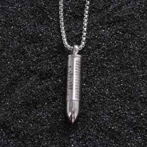 Bullet titanium steel necklace – Silver, No necklace