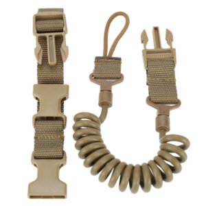 Anti-lost Outdoor Military Fan Spring Wear-resistant Elastic Keychain Multifunctional Tactical Lanyard – Mud Color