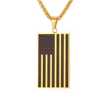 316L stainless steel military flag necklace – Gold, B