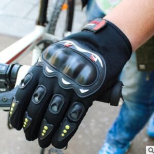 Outdoor motorcycle electric bicycle riding non-slip gloves sunscreen hard shell CS full finger sports touch screen gloves wholesale – Black