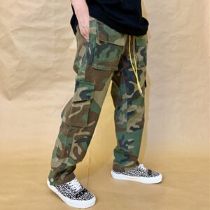 Washed And Distressed Military Cargo Pants – Camouflage, 2XL