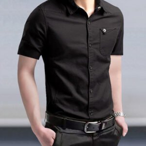 Summer Short Sleeve Shirt Military Green Work Clothes Casual Shirt – I, XL