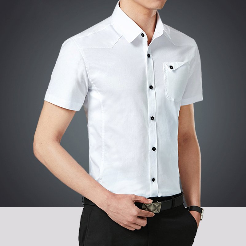 Summer Short Sleeve Shirt Military Green Work Clothes Casual Shirt - Image 4