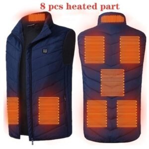 Heated Vest Washable Usb Charging Electric Winter Clothes – Zone 8blue, XL