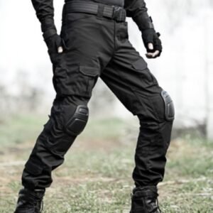 Black Python Pattern Tactical Training Pants With Knee Pads Camouflage Army Camouflage Overalls – Black Special Combat Knee Pa, 32