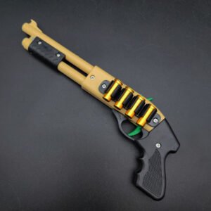 Mini Spray 8 Continuous Hair Plastic Alloy Rubber Band Gun – Full Plastic Version Yellow, Gun 50 Rubber Band