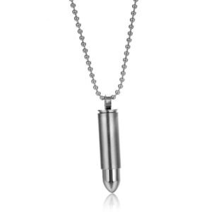 Bullet titanium steel necklace – Silver2, No necklace