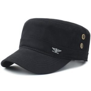 Baseball cap cap summer outdoor sun hat leisure all-match flat cap military cap – Black