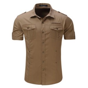 Men’s Military Style Outdoor Cotton Short-sleeved Shirt