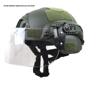 Transparent Anti-riot Protective Patrol Tactical Helmet – Army Green Standard Mask