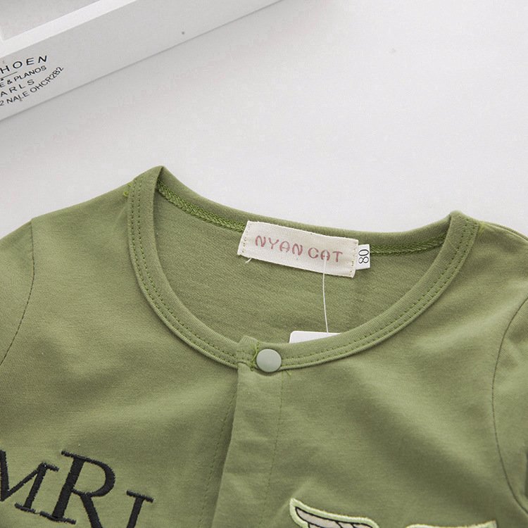 Boys' Long-sleeved Infant Children's Wear Aviator Jumpsuit Army Green Hooded Romper - Image 5