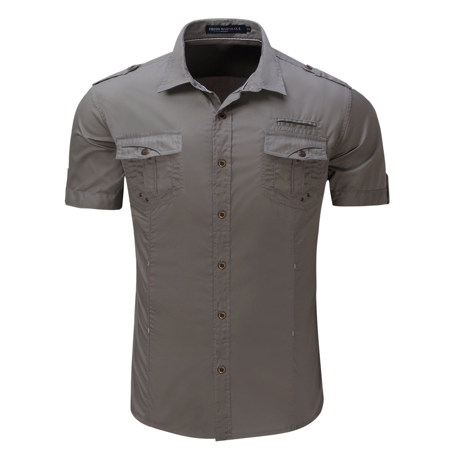 Men's Military Style Outdoor Cotton Short-sleeved Shirt - Image 3