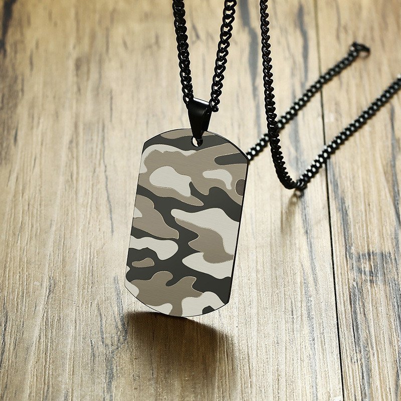 Titanium Steel Camouflage Element Tag Bullet Pendant - Image 3