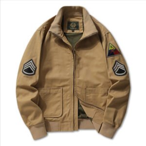 Retro Work Jacket MA1 Air Force Bomber Jacket Military Baseball Uniform – Khaki, 6XL