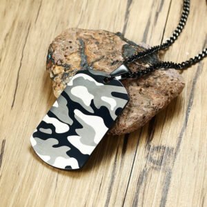 Titanium Steel Camouflage Element Tag Bullet Pendant