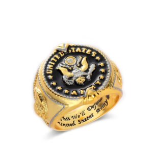 American Federal Army Badge Slogan Men’s Two-tone Ring – Color Separation Ring, No9