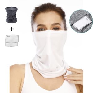 Riding mask riding mask magic scarf sports mask ice silk mask fishing sunscreen mesh mask – White