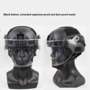 Transparent Anti-riot Protective Patrol Tactical Helmet – Black Lengthened Mask