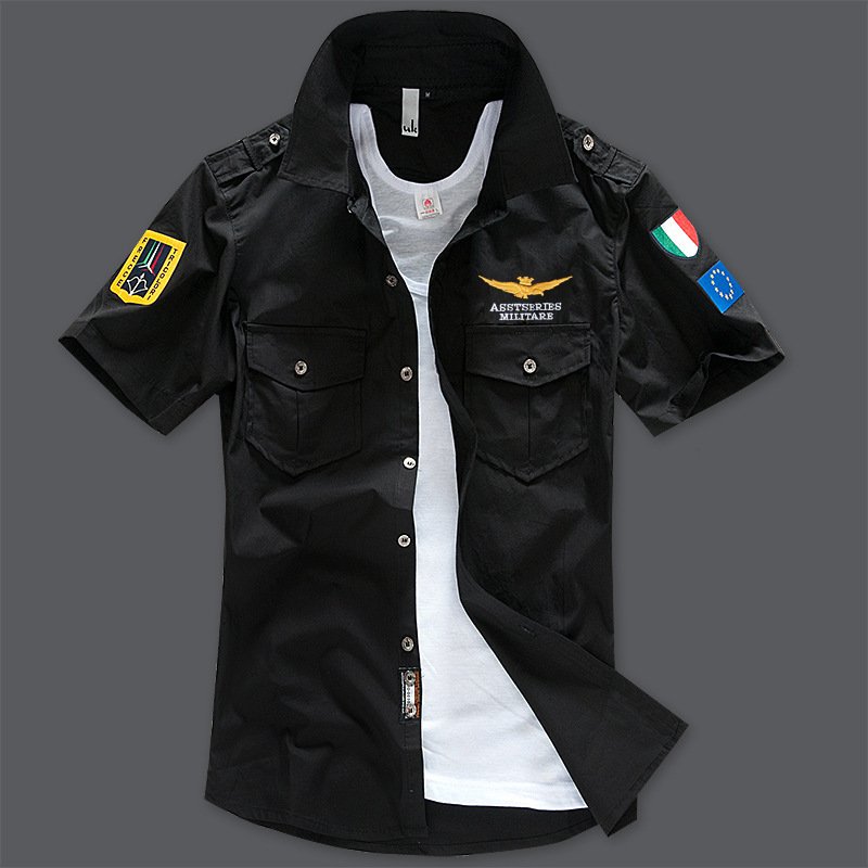 Short sleeve shirt shirt military fan embroidered shirt men's half sleeve - Image 3