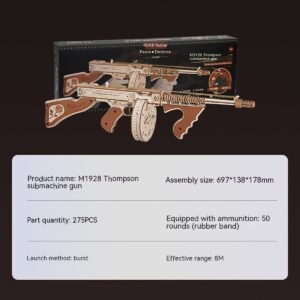 Submachine Gun Toy Simulation Wooden Assembled 3d 3d Puzzle Model Children’s Toy – LQB01 Thomson Submachine Gun