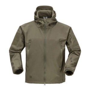 Tactical Men Soft Shell Jacket Military Hooded Coat – Army Green, XL