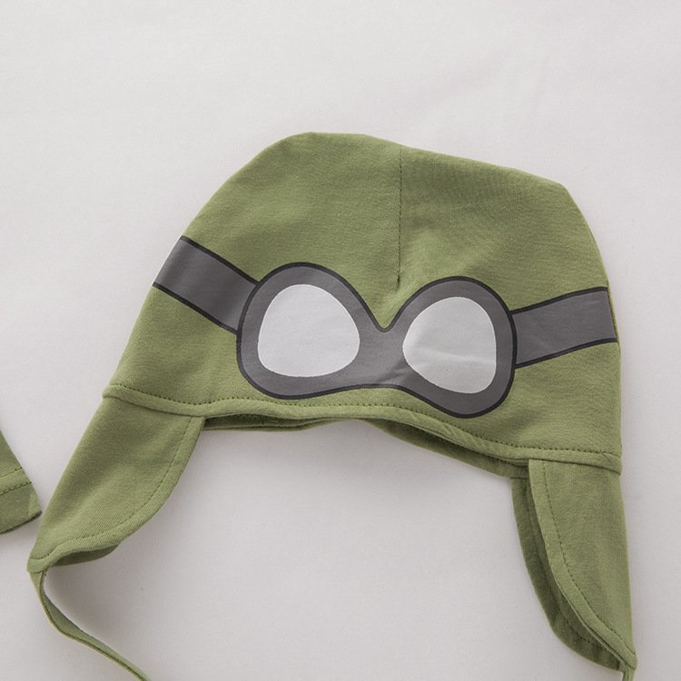 Boys' Long-sleeved Infant Children's Wear Aviator Jumpsuit Army Green Hooded Romper - Image 6