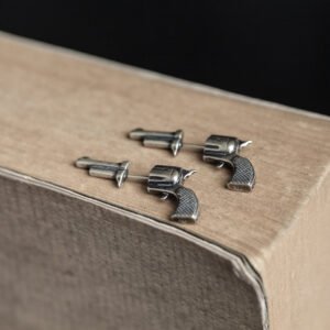 Sterling Silver Three-dimensional Miniature Pistol Earrings – 1pair