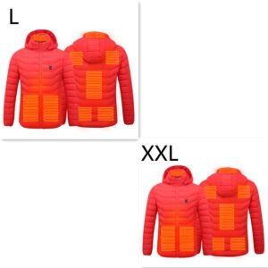 New Heated Jacket Coat USB Electric Jacket Cotton Coat Heater Thermal Clothing Heating Vest Men’s Clothes Winter – Red Zone8 2PC, Set9