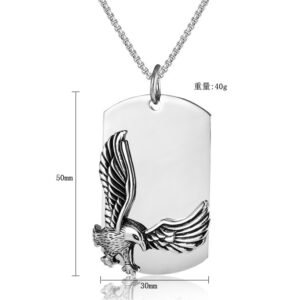 European And American Personality Punk Retro Eagle Military Brand Men’s Titanium Steel Necklace Tag