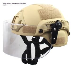 Transparent Anti-riot Protective Patrol Tactical Helmet – Sand Color Standard Mask